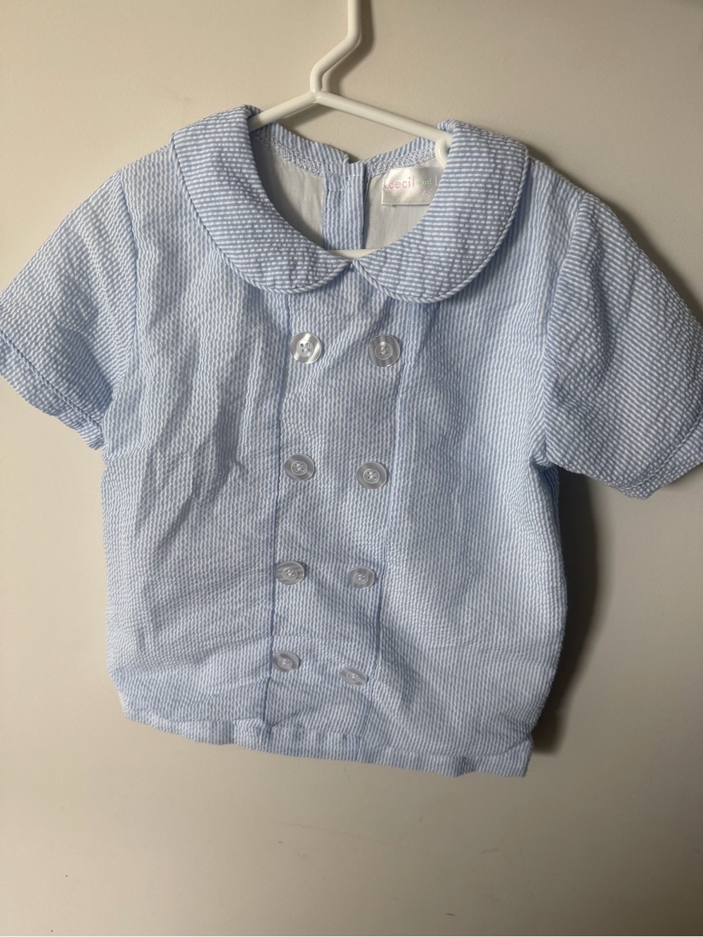 Cecil And Lou Girls Collar Button Seersucker Blouse Top Shirt Size 6